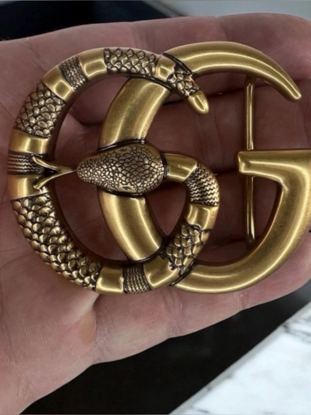 Gucci Snake belt buckle solid brass fits 1.5” width belt